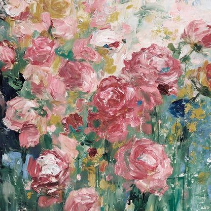 "Rose Garden" modern abstract wall art, hand-painted oil painting.