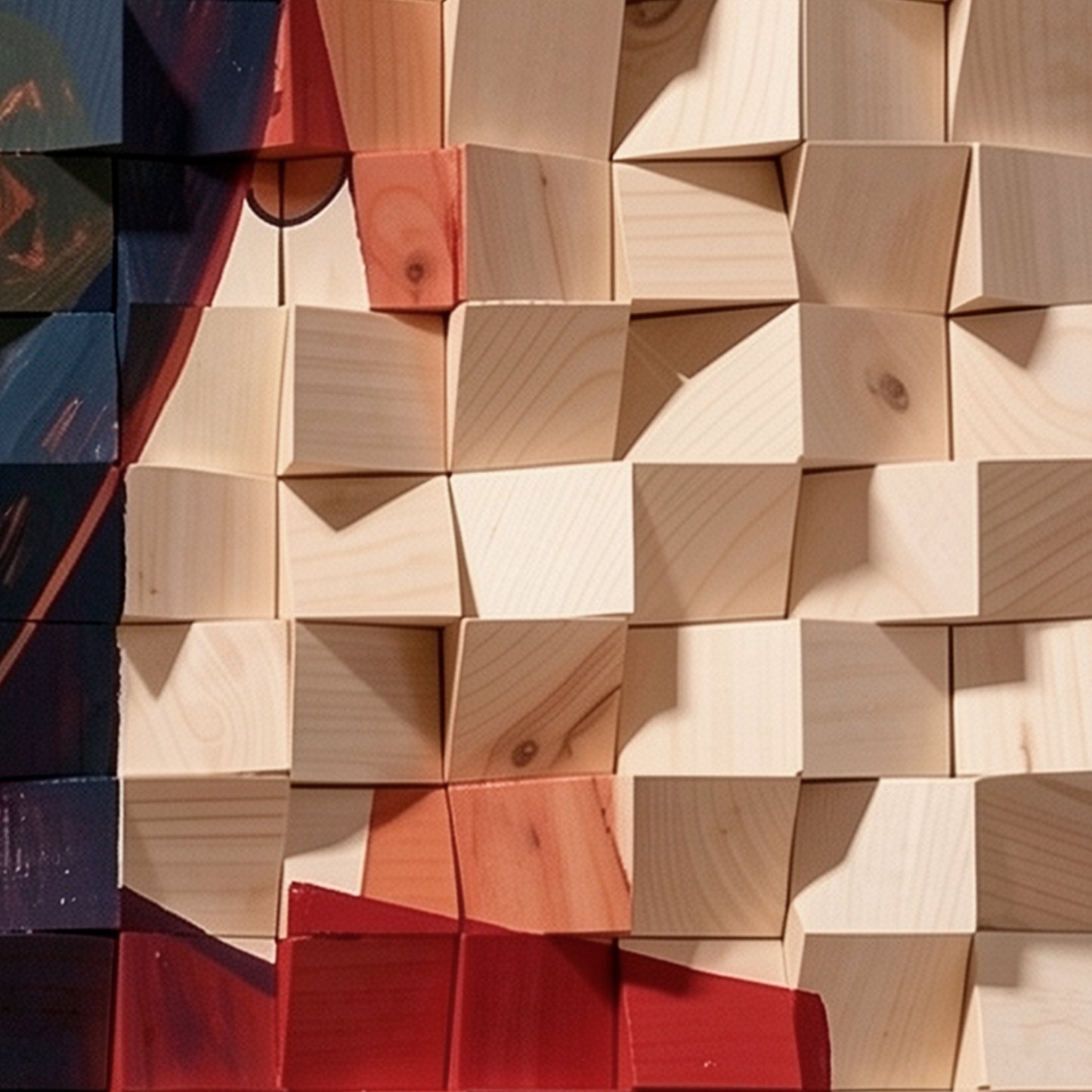 Modern Wooden Wall Art 3D Wood Wall Decor for Living Room:Portrait Thinking