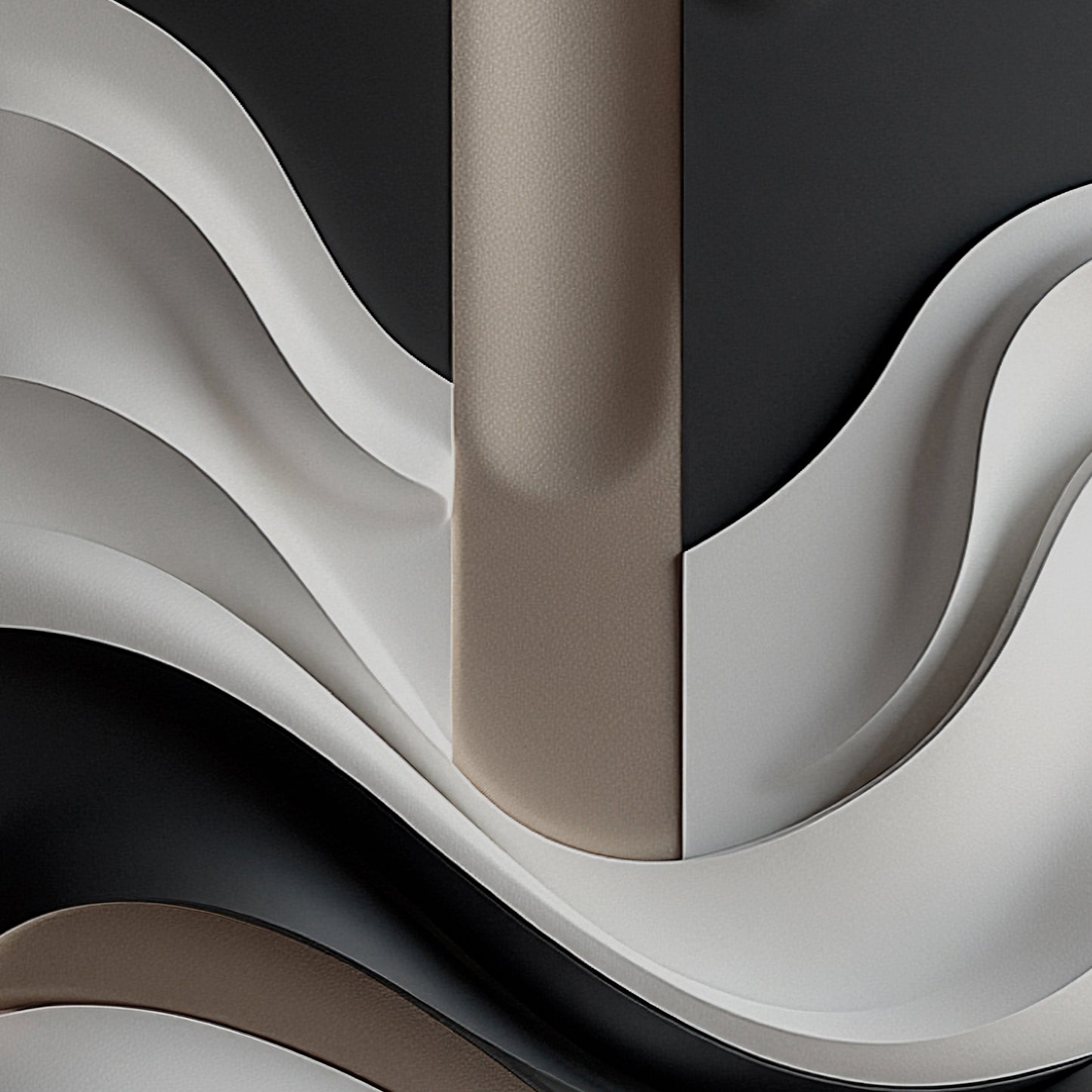 Beige, black and brown wall sculptures, 3D wooden wall art, simple wall-hung home decoration.