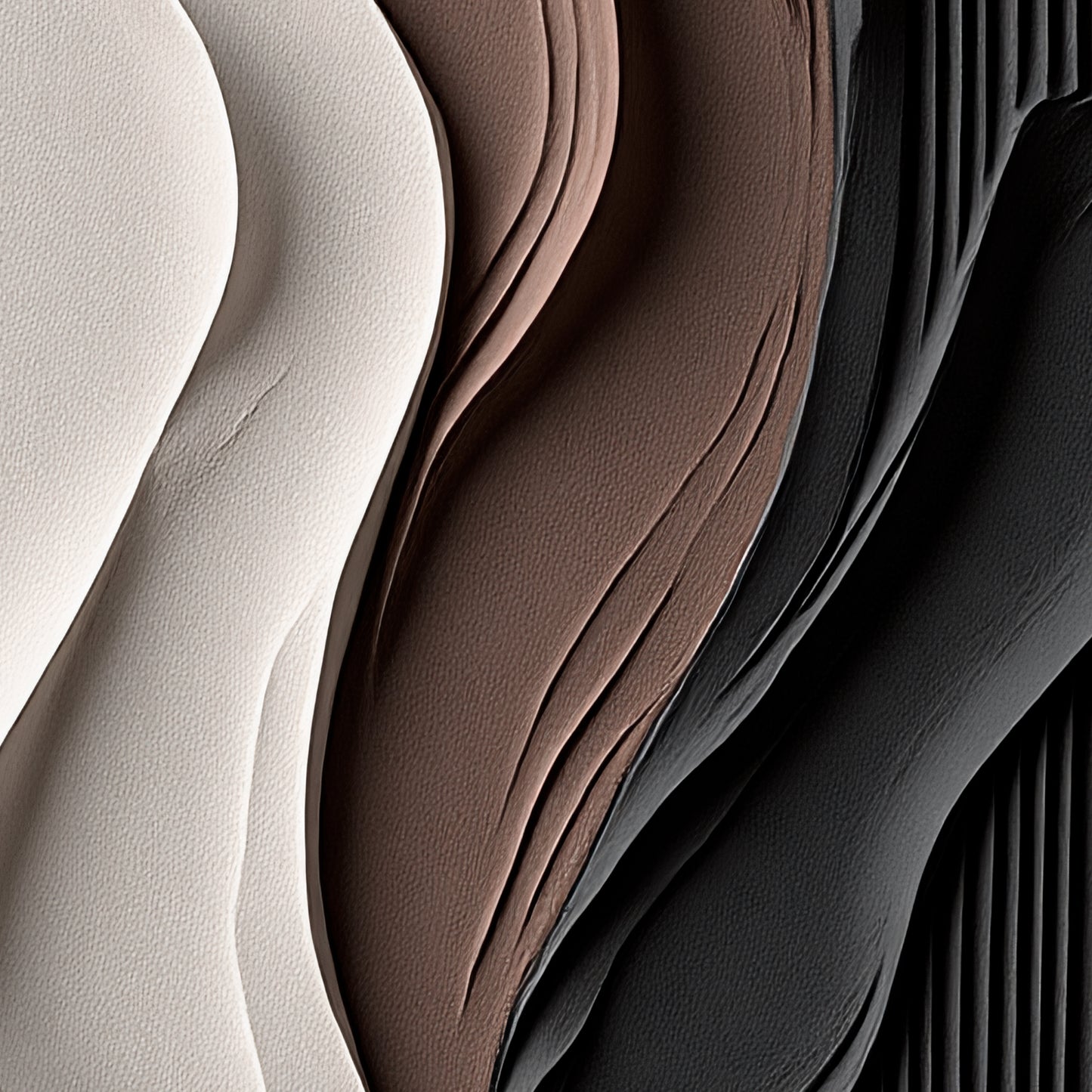 Beige and Brown Black Wall Sculptures, 3D Wood Wall Art, Minimalist Wall Hanging Home Decor