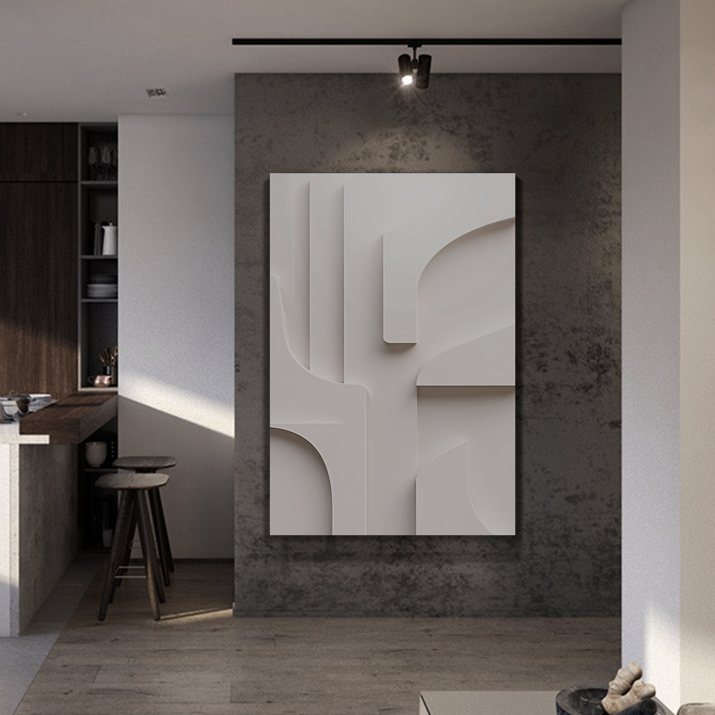 Beige Wall Sculptures, 3D Wood Wall Art, Minimalist Wall Hanging Home Decor