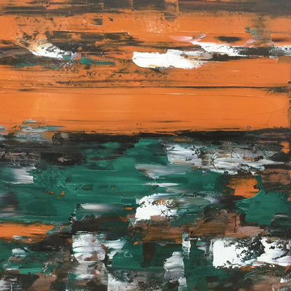 "Ink Orange Quadrant"Hand Painting