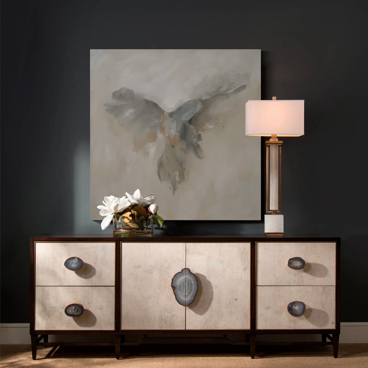 Square modern abstract wall art, hand-painted oil painting