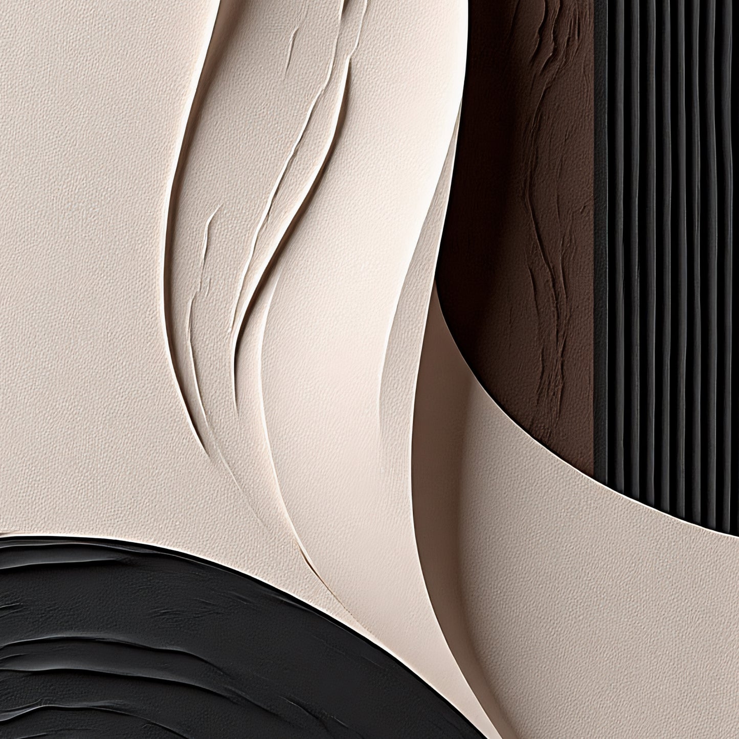 Beige and Brown Black Wall Sculptures, 3D Wood Wall Art, Minimalist Wall Hanging Home Decor