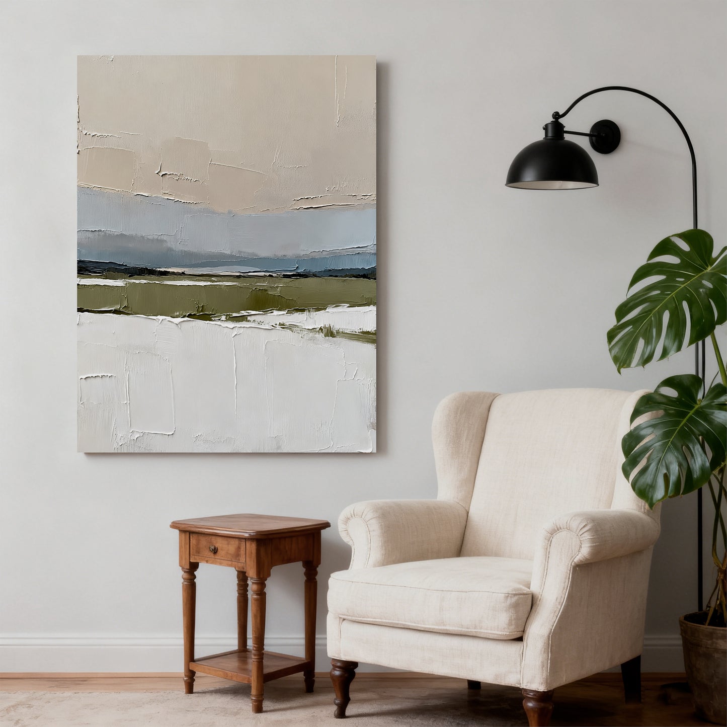 Hand-printed Minimalist Abstract Landscape Oil Painting Wall Art Handmade Canvas Painting