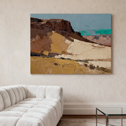 Hand-Painted Abstract Gobi Desert Oil Painting, Modern Minimalist Wall Art for Living Room, Entryway