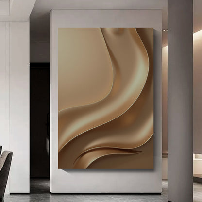 Light brown wall sculpture, 3D wooden wall art, simple wall-mounted home decoration.