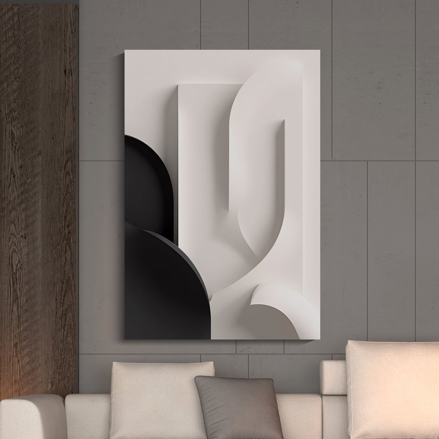 Beige and black Wall Sculptures, 3D Wood Wall Art, Minimalist Wall Hanging Home Decor