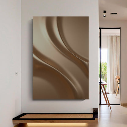 Light brown wall sculpture, 3D wooden wall art, simple wall-mounted home decoration.