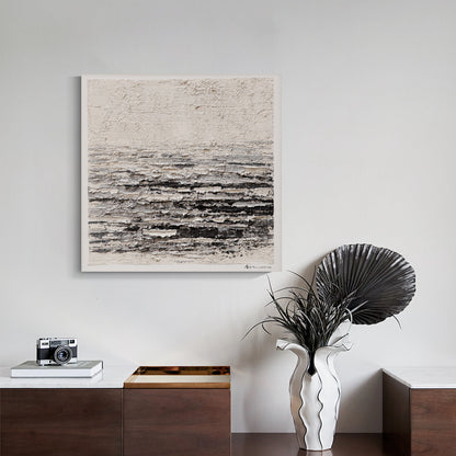 Black and white abstract thick texture painting