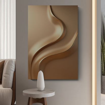 Light brown wall sculpture, 3D wooden wall art, simple wall-mounted home decoration.