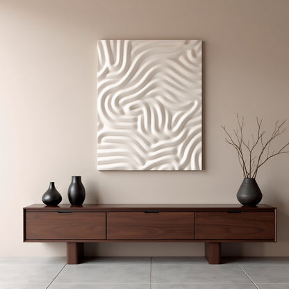 Beige Wall Sculptures, 3D Wood Wall Art, Minimalist Wall Hanging Home Décor
