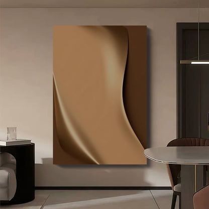 Light brown wall sculpture, 3D wooden wall art, simple wall-mounted home decoration.