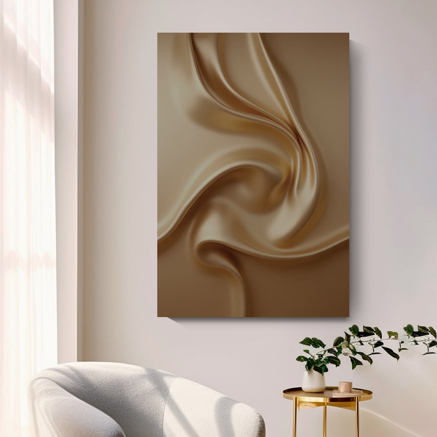 Light brown wall sculpture, 3D wooden wall art, simple wall-mounted home decoration.