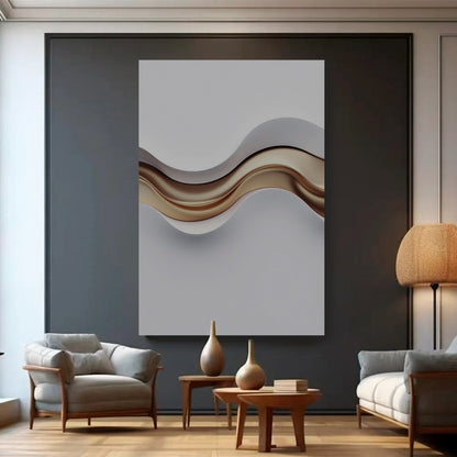 Beige and brown wall sculptures, 3D wooden wall art, simple wall-hung home decoration.