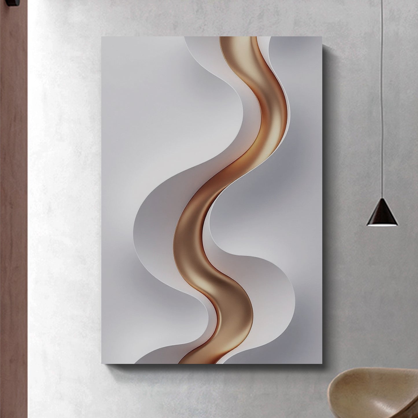 Beige and brown wall sculptures, 3D wooden wall art, simple wall-hung home decoration.