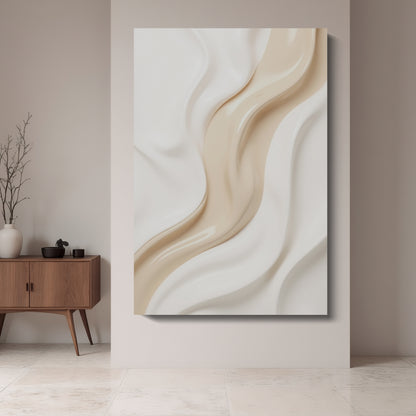 Beige and white wall sculptures, 3D wooden wall art, simple wall-mounted home decoration.