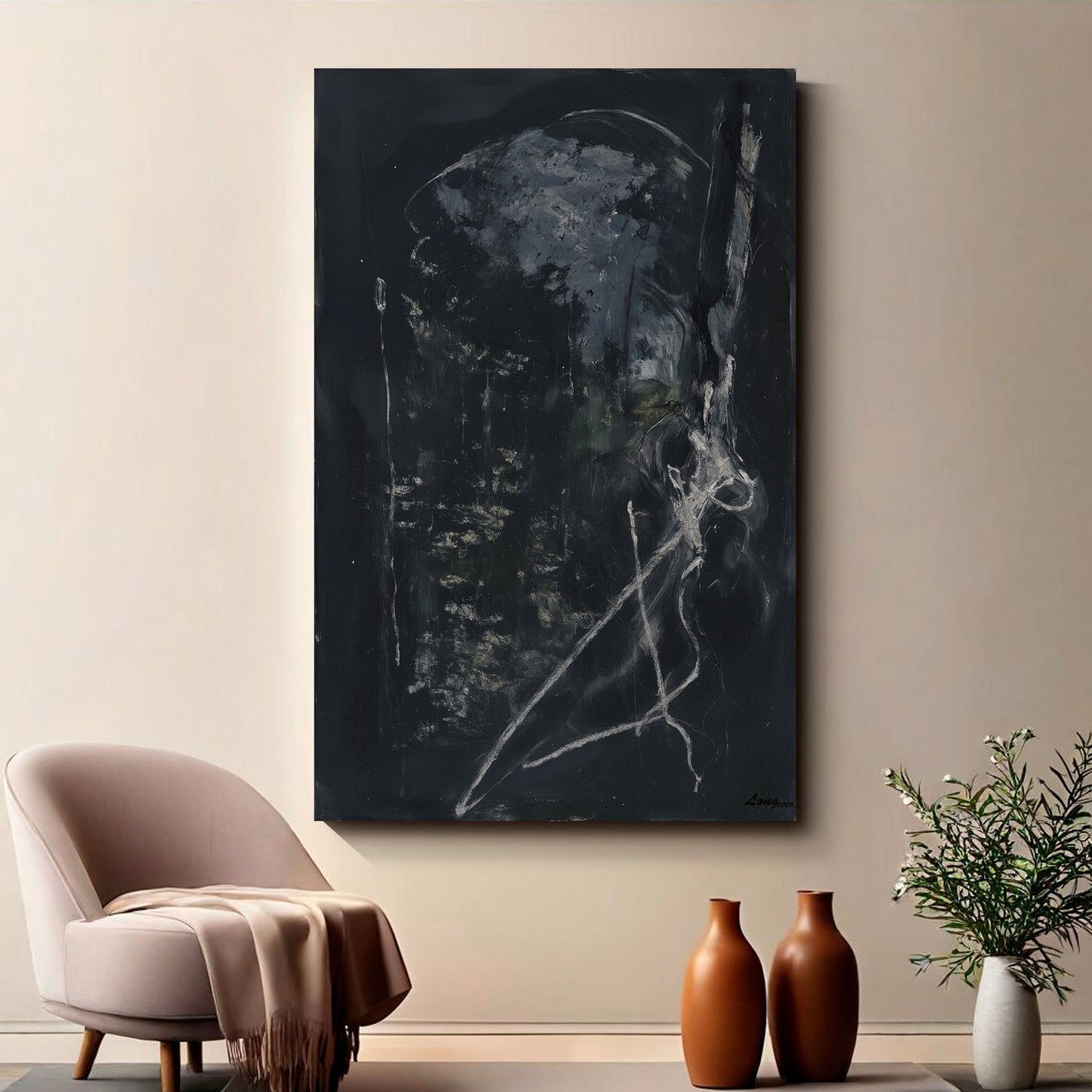 Modern abstract wall art, hand-painted oil painting