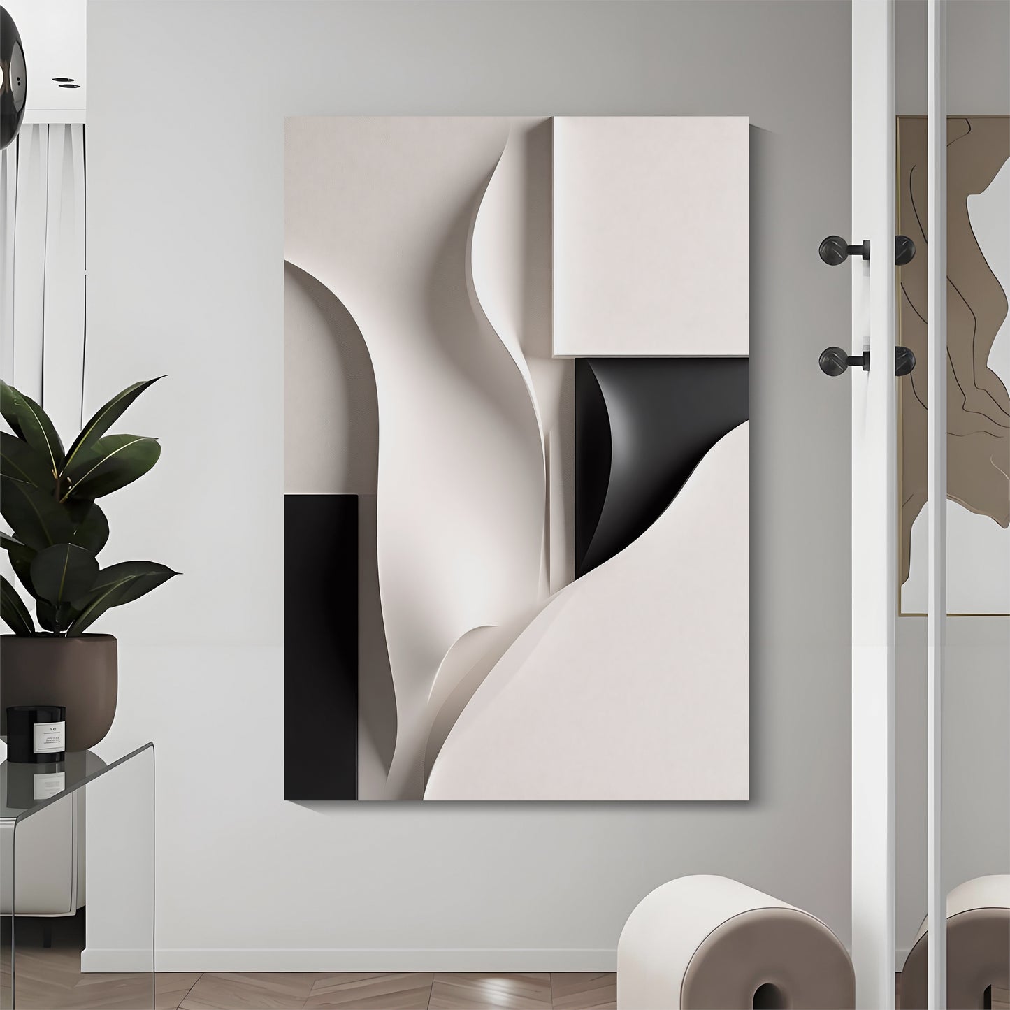 Beige and black Wall Sculptures, 3D Wood Wall Art, Minimalist Wall Hanging Home Decor