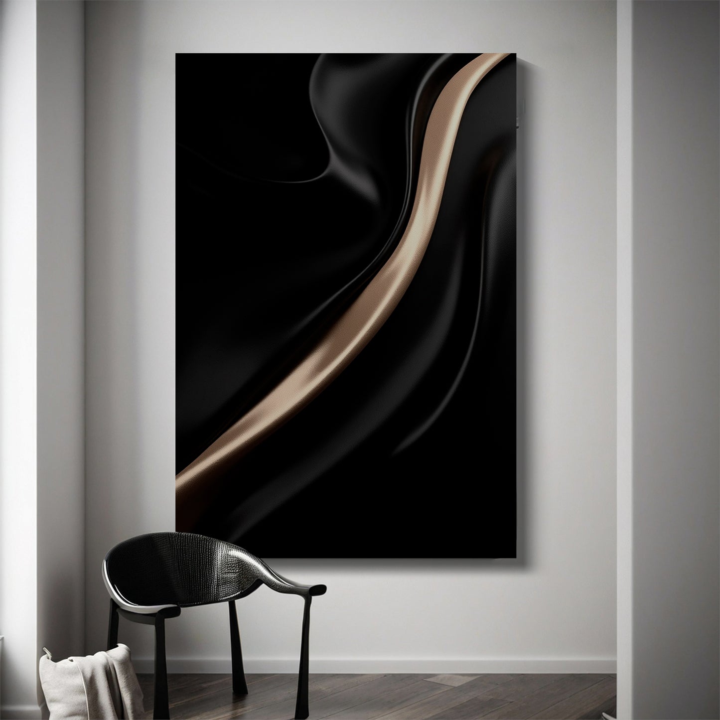 Black and brown wall sculpture, 3D wooden wall art, simple wall decoration.