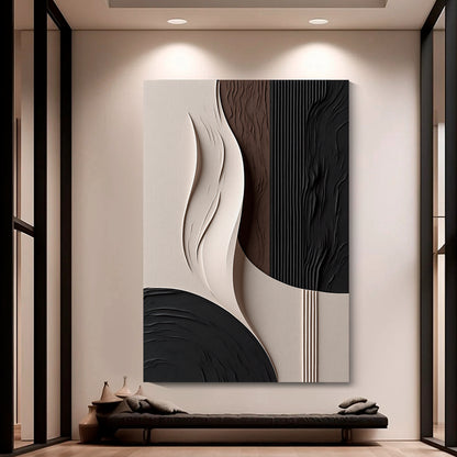 Beige and Brown Black Wall Sculptures, 3D Wood Wall Art, Minimalist Wall Hanging Home Decor