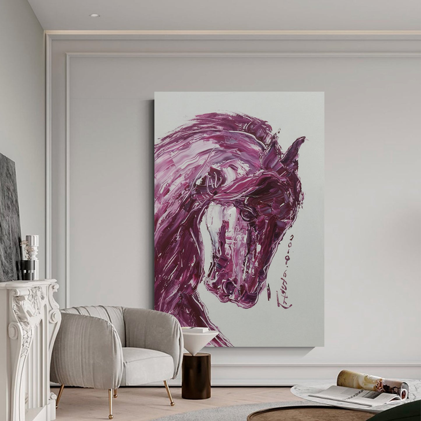 Horse wall art, hand-painted oil painting