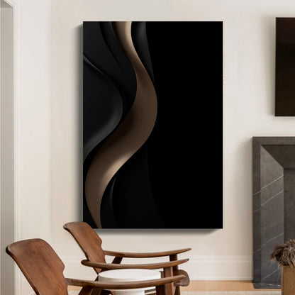 Black and brown wall sculpture, 3D wooden wall art, simple wall decoration.