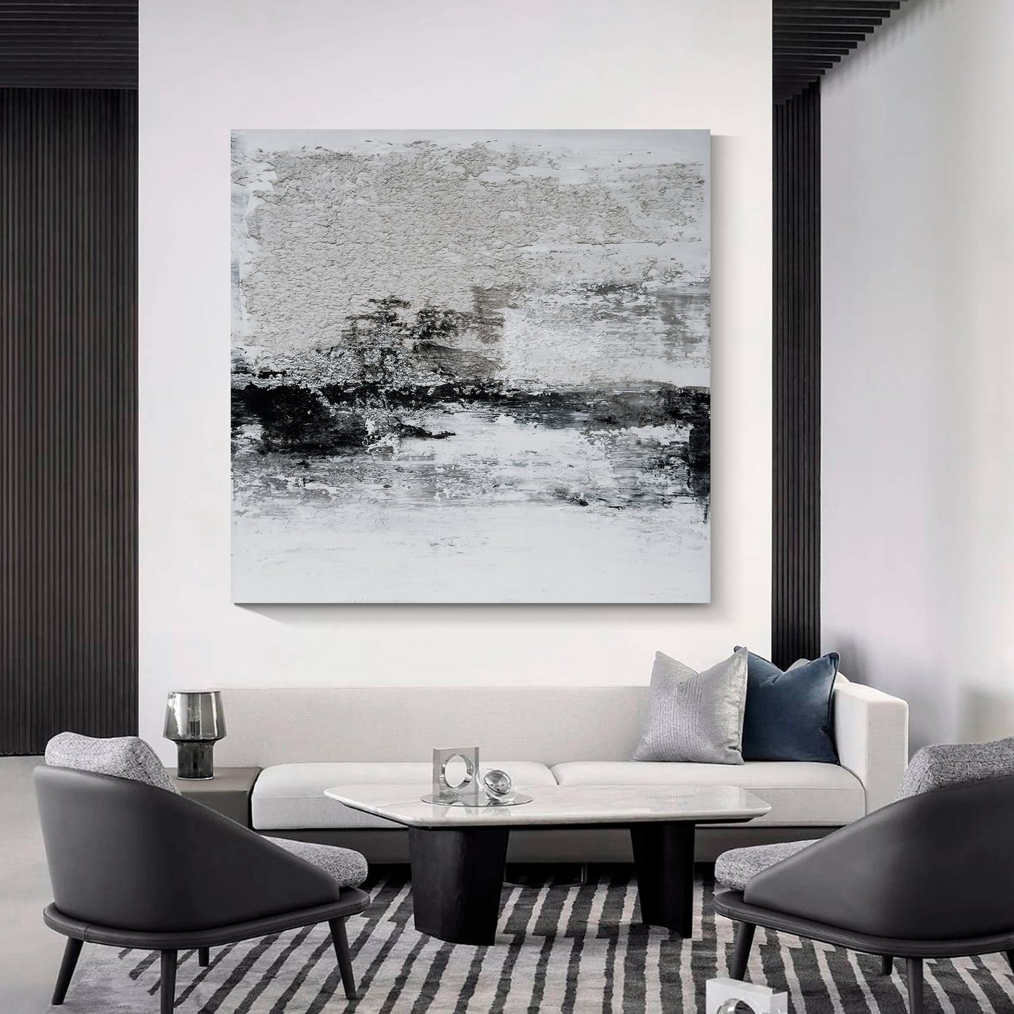 Black, white, and gray abstract hand painting