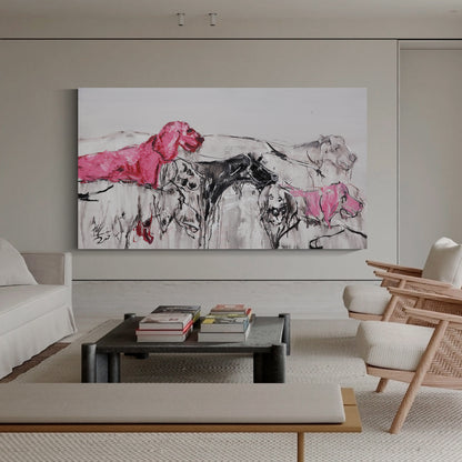 Banner modern abstract wall art, hand-painted oil painting