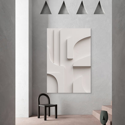 Beige Wall Sculptures, 3D Wood Wall Art, Minimalist Wall Hanging Home Decor