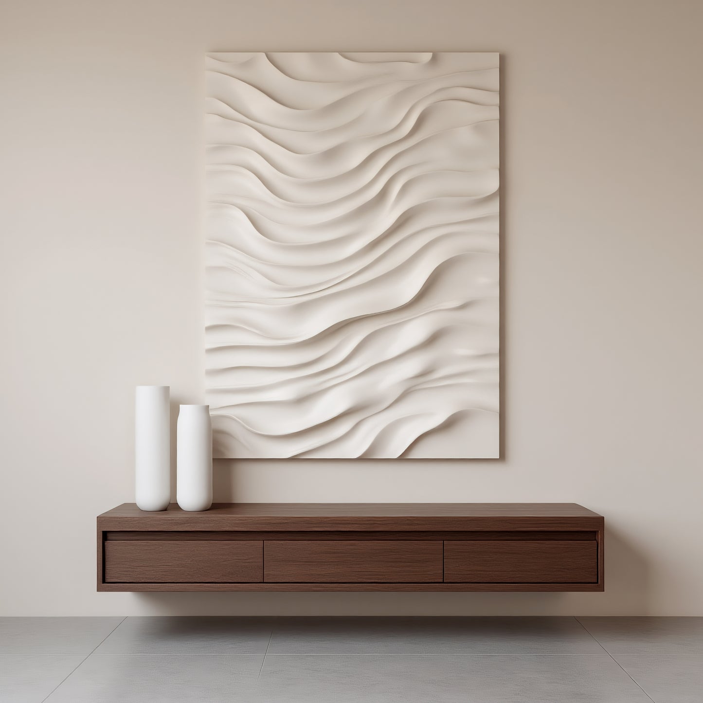 Beige Wall Sculptures, 3D Wood Wall Art, Minimalist Wall Hanging Home Decor