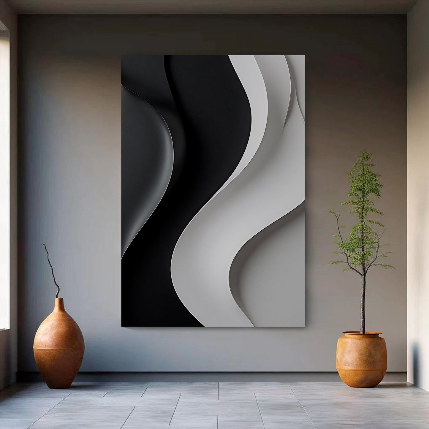 Beige and black Wall Sculptures, 3D Wood Wall Art, Minimalist Wall Hanging Home Decor