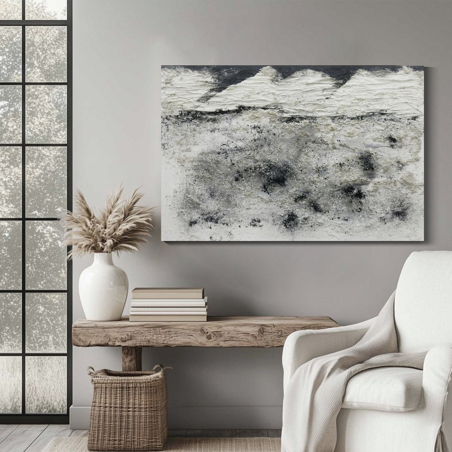 Banner modern abstract wall art, hand-painted oil painting