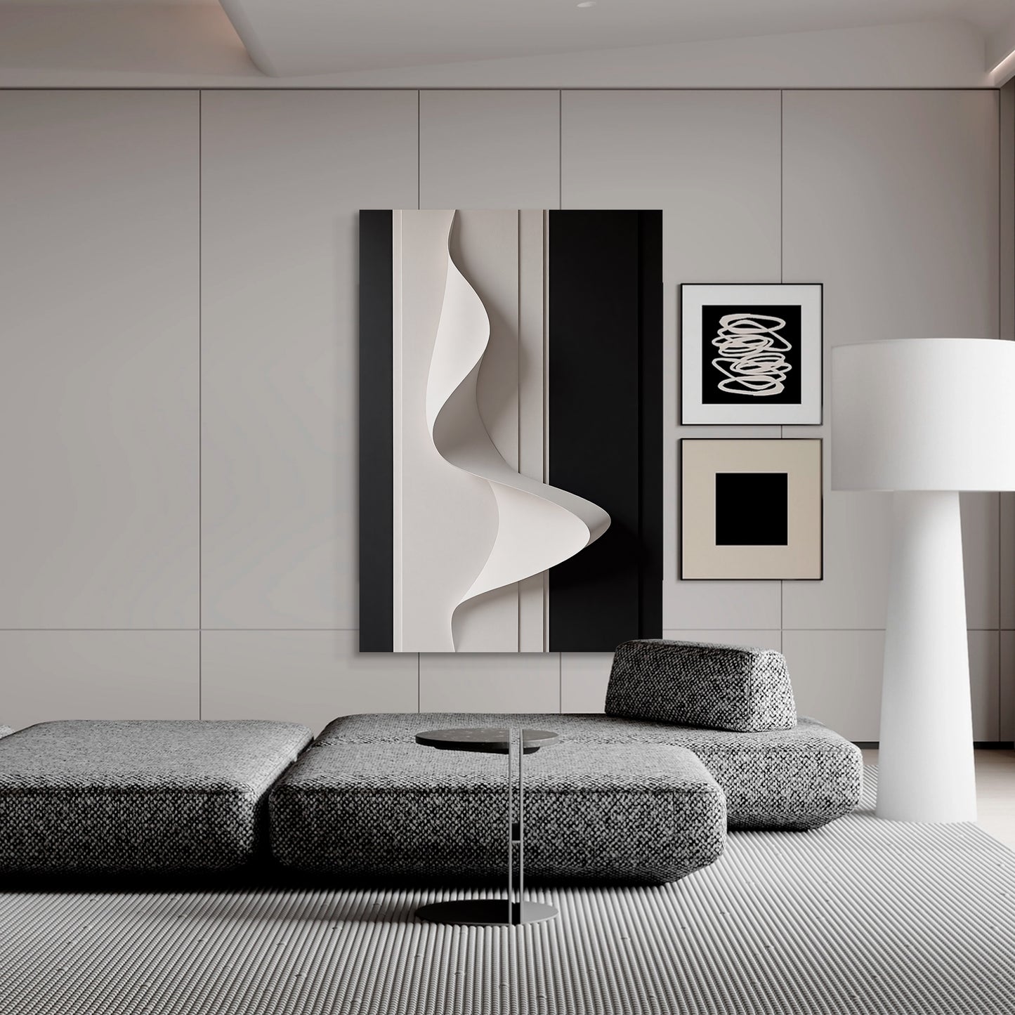 Beige and black Wall Sculptures, 3D Wood Wall Art, Minimalist Wall Hanging Home Decor