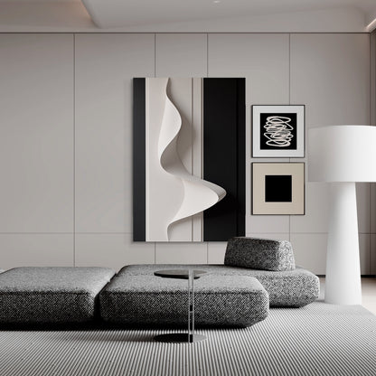 Beige and black Wall Sculptures, 3D Wood Wall Art, Minimalist Wall Hanging Home Decor