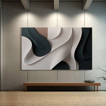 Beige and Brown Black Wall Sculptures, 3D Wood Wall Art, Minimalist Wall Hanging Home Decor