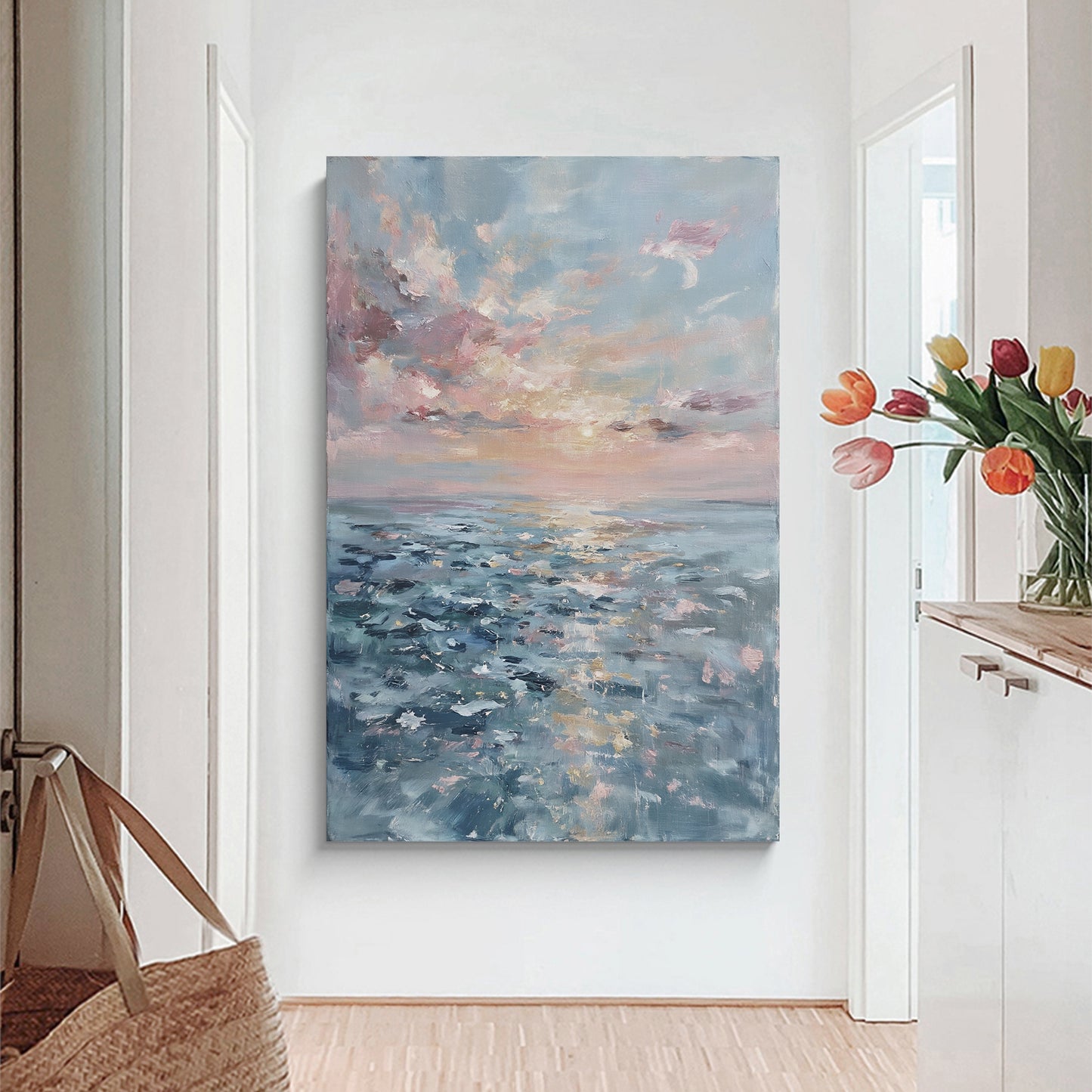 "Flower Sea" modern abstract mural art, hand-painted oil painting.
