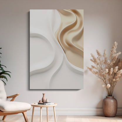 Beige and white wall sculptures, 3D wooden wall art, simple wall-mounted home decoration.