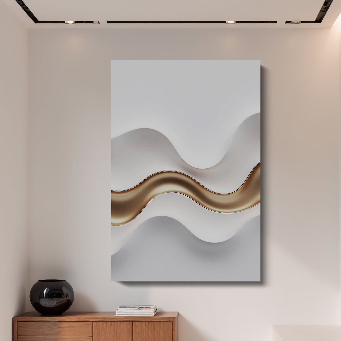 Beige and brown wall sculptures, 3D wooden wall art, simple wall-hung home decoration.