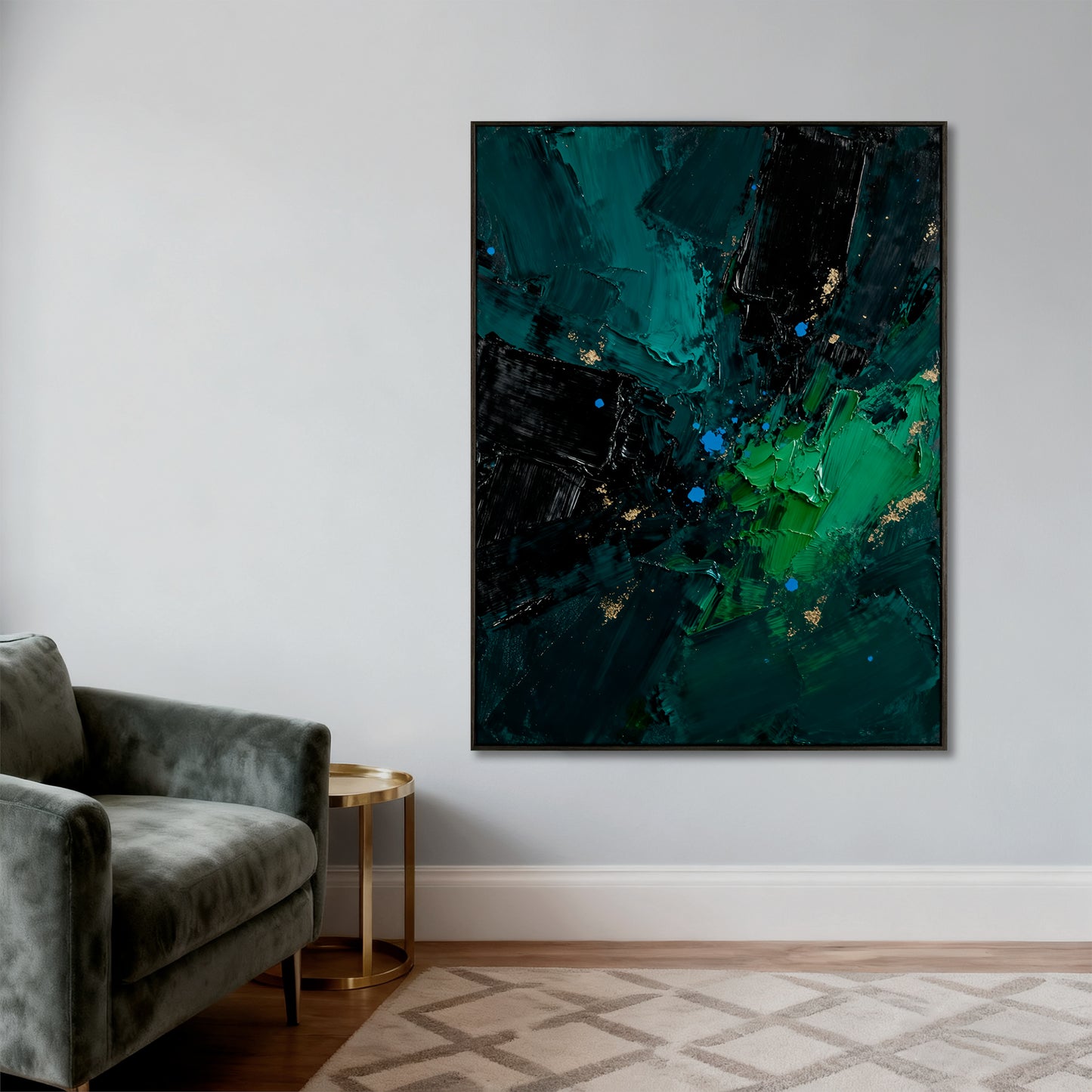 Abstract Oil Painting Wall Art Handmade Canvas Painting, Modern Home Decor Hand Painted: Green