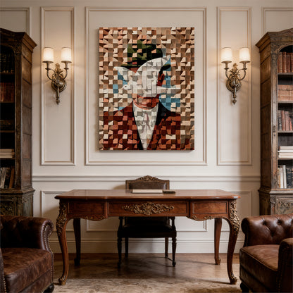 Modern Wooden Wall Art 3D Wood Wall Decor for Living Room:Gentleman in Suit and Dove