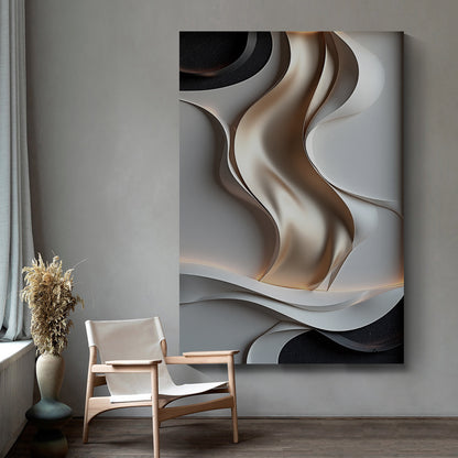 Beige, black and brown wall sculptures, 3D wooden wall art, simple wall-hung home decoration.