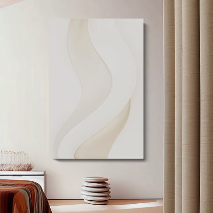 Beige and white wall sculptures, 3D wooden wall art, simple wall-mounted home decoration.