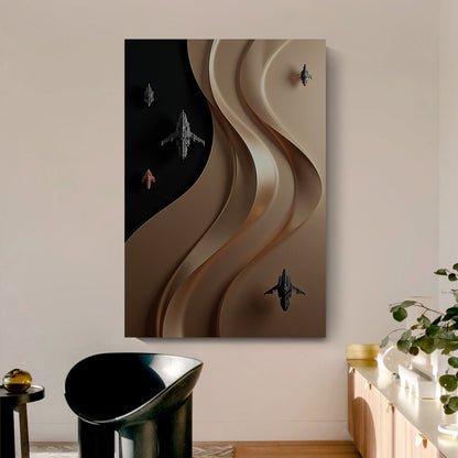 Black and brown wall sculpture, 3D wooden wall art, simple wall decoration.