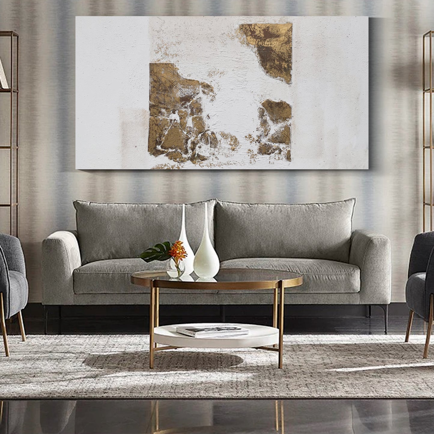 Banner modern abstract wall art, hand-painted oil painting