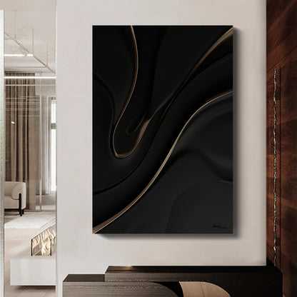 Black wall sculpture, 3D wooden wall art, simple wall decoration.