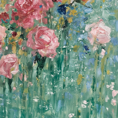 "Rose Garden" modern abstract wall art, hand-painted oil painting.