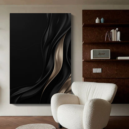 Black and brown wall sculpture, 3D wooden wall art, simple wall decoration.