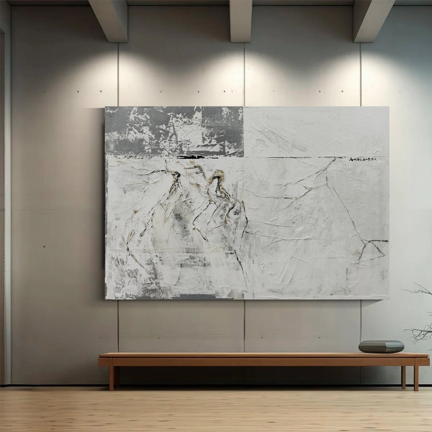 Banner modern abstract wall art, hand-painted oil painting