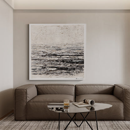 Black and white abstract thick texture painting